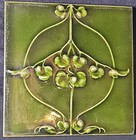 Victorian Majelica Green Fireplace Tile Art  Outstanding Piece 1800 s Antique 