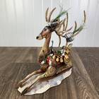 Vintage Home Interiors Christmas Reindeer Laying Down Figurine Metal Art Decor