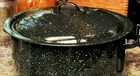 Vintage Black Speckled Enamel Stock Pot canning Pot With Lid   Handles 10 Quart