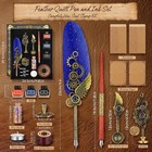 Quill Pen And Ink Set calligraphy Set With Wooden Dip Pen ink nibs wax Seal S   