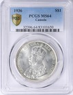 1936 Canada Silver Dollar Pcgs Ms-64 King George V