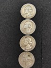 Lot Of 4 Us Washington Quarters  1942-1964  90  Silver Mixed Circulated 25  