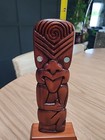 New Zealand Maori Wooden Carved Tekoteko Decoration Paua Shell Eyes Tiki
