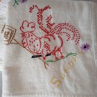 7 Vintage Kitchen Flour Sack Towels  Daily Chores Rooster Hand Embroidered 