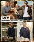August Alley 4 Pack Mens Big And Tall Henley Shirts Long Sleeve 3 Button T