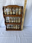 Vintage Wall Hanging Wooden Spice Rack With Glass Spice Jars