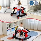 4 In 1 Foldable Baby Activity Push Walker Adjustable Height Learning Center Red