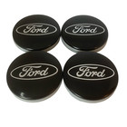 Ford Wheel Center Caps Set 4x Silver On Black Emblem Hubcaps Replacement Covers