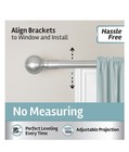 Zenna Home Easy Install 18-48    Adjustable Drapery Curtain Rod Brushed Nickel