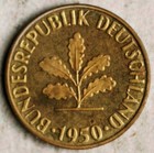 1950 -g West Germany 5 Pfennig  proof   Mintage  1 800