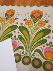 Awesome Rare Vintage Mid Century Retro 70s 60s Org Grn Floral Garden Fabric  Wow