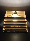 Vintage 1950s Western Cowboy Clock Lamp Lanshire Ceramic Tiered Venetian Shade