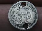1860-1873 P Or S Seated Liberty Half Dime- About Good Detail  Holed  Old Button 