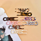 1pc Fashion Bow U-shaped Hair Fork     Acetate Hairpin Bun Clip For Women Girls