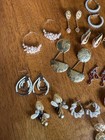 Large Lot Of Vintage Pierced Earrings Costume Fashion Jewelry Chunky Dangle Hoop
