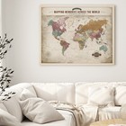 Decorarts World Maps For Wall Art wood Framed World Map Canvas Print  30x24  