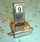 Vtg 50s 60s Perpetual Flip Desk Calendar Silver Tone Metal Date Day 2 5  H Japan