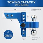 Adjustable Aluminum Trailer Hitch Mount 2  2-5 16  Dual Ball 2 Locks 10klb Blue