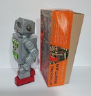 Vintage Japan Amico Battery Operated Attacking Martian Tin Robot Works