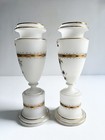 Matching Pair Hand Painted Large Pedestal Bristol Glass Vases Floral Elegant 14   