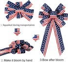 2 Pack 4th Of July Decor Bow For Wreath red White Blue Stripe Stars Tree Topper
