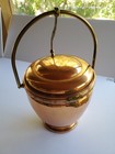 Vtg Sheridan Silver Company Copper With Brass Handle Hinged Ice Bucket 