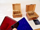 Vintage Glass Slides 2  X 2  Red Blue Microscope Photography Wood Wooden Boxes