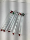 Vintage  Glass Christmas Holiday 5 5    Swizzle Stick Drink Stirrers lot Of 5