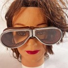 Vintage Folding Leather Aviator Motorcycle Goggles Brown Strap Steampunk Decor