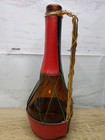 Lobeco Amber Glass Decanter Bottle Leather Wrapped Handcrafted Spain Vtg