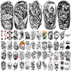 77 Sheets Casino Temporary Tattoo For Women Men  17 Sheets Half Arm Large Poker