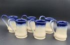 Studio Art Pottery Mugs Blue Drip Glaze Set Of 6 Signed Twiggy New England Style