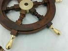 18  Antique Nautical Ship boat Wooden Steering Wheel Solid Brass Handle Gift