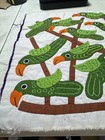 Vintage Panamanian Mola Hand Sewn Art Piece Parrots Cotton Fabric 16x13