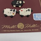 Vtg 1993 Mill Hill Hand Painted 3 Ceramic Buttons Sheep 2 White 1 Black New