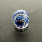 Contemporary Handmade Art Glass Marble  70  Blue   Sparkly Gray    Uv Swirl Mib