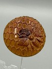 Antique Honey Bee Amber Glass Honeycomb Hat Pin Hatpin