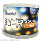 50 Pack Smartbuy Logo Top Surface Bd-r Bdr 6x 25gb Blue Blu-ray Recordable Disc