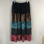 Vintage The Palm Tree Vest Skirt Set Womens Large Velvet Patchwork 90s Y2k Boho