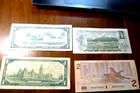 4 Different  Canada Banknotes 1954-1980 One   Two Dollar Bills Xf-au