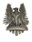 Polish Military Eagle Insignia Badge 6  Prl Era Silvered Metal Screw Post Mount