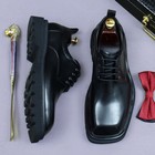 Men s Genuine Leather British Style Casual Shoes Formal Wedding Square Toe Shoes