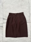 90s Vintage Brown Pinstripe Skirt Mini High Waist Womens 5 6 Career Corpcore Usa