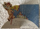 Vintage Christmas Bear Walk In Snow Wagon Full Load Greeting Card 1930s 1940s