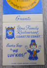 Grants Your Family Restaurant Lion Match Co New York Vintage Matchbook Cover