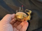 Vtg 1960s French Poodle On Pink Velvet Pin Cushion   Metal 3  X 3 25    Needles