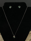 Sterling Silver 14kt Gp Simulated Emerald   White Cz Earrings And Necklace Set