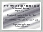 1994 Upper Deck Promo Trade Card- The National  Houston Tx August 2-7   94