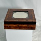 Vintage Wooden Inlay Trinket Box Photo Frame Hinged Lid Jewelry Keepsake