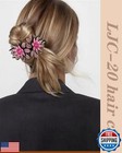 5 Pcs Double Flower Decorative Jeweled Rhinestone Hair Clip Pretty Fancy Flor